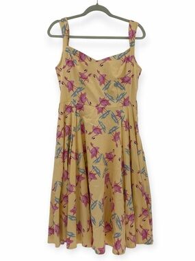NEW Flamingo Love Sundress in Yellow Size US 10 Midi Novelty Print Rockability